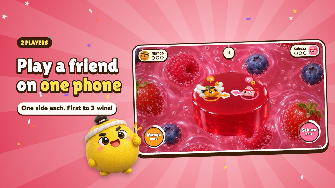 2 player mode: two friends on one phone, one side each